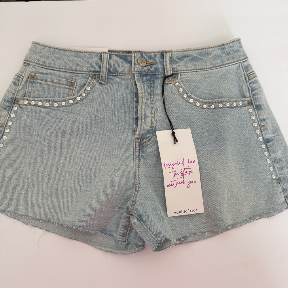 Vanilla Star studded denim shorts, size 25